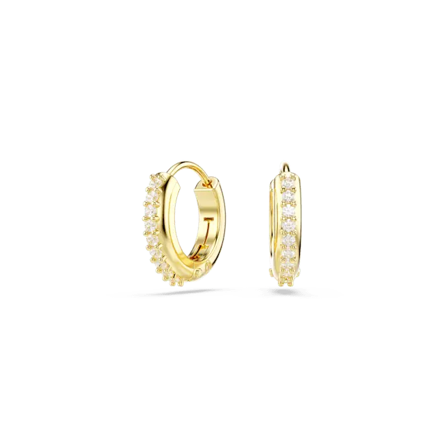 Swarovski Matrix Hoop Earrings Round Cut White Gold-Tone Plated - Bluestreak Crystals
