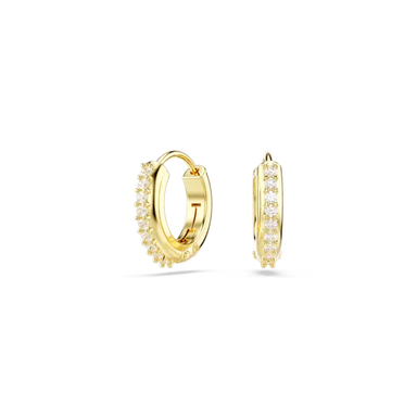 Swarovski Matrix Hoop Earrings Round Cut White Gold-Tone Plated - Bluestreak Crystals