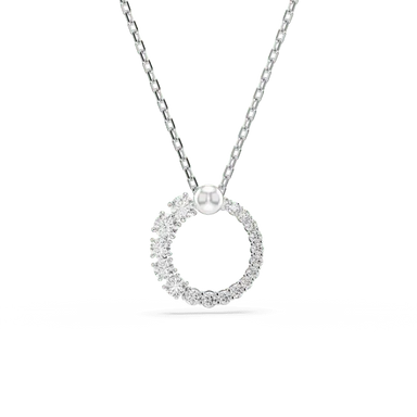 Swarovski Matrix Pendant Crystal Pearl Round Cut White Rhodium Plated - Bluestreak Crystals