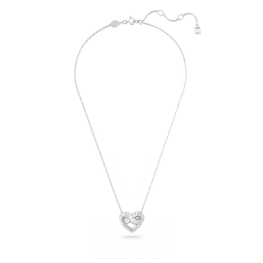 Swarovski Matrix Pendant Mixed Cuts Heart White Rhodium Plated - Bluestreak Crystals