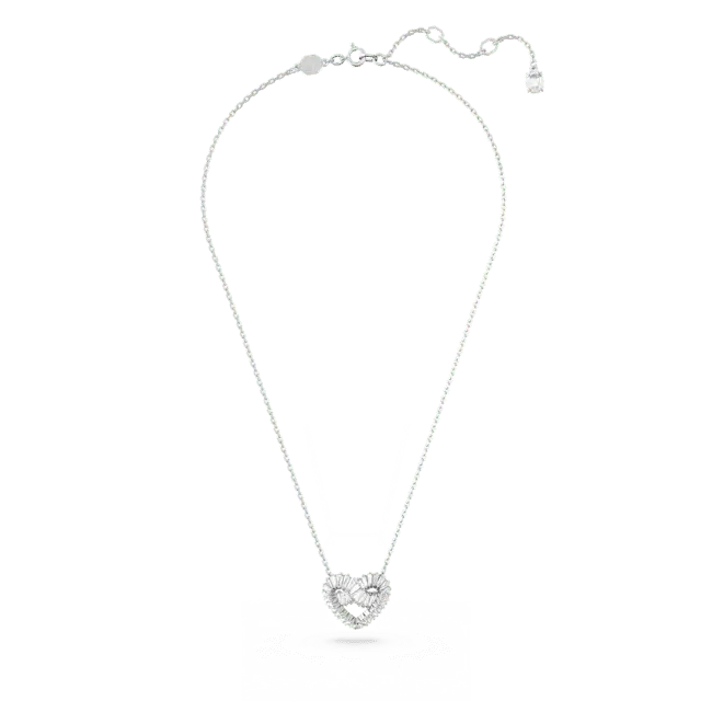 Swarovski Matrix Pendant Mixed Cuts Heart White Rhodium Plated - Bluestreak Crystals