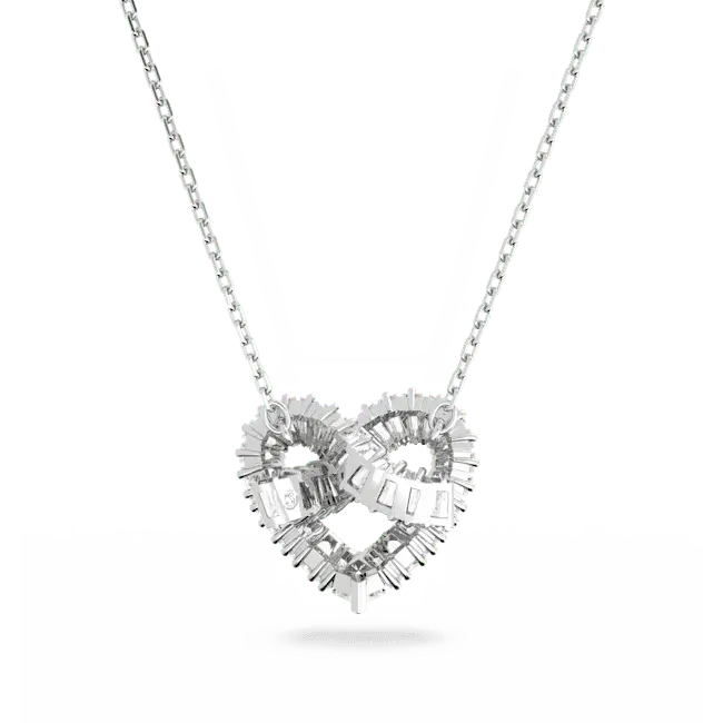 Swarovski Matrix Pendant Mixed Cuts Heart White Rhodium Plated - Bluestreak Crystals