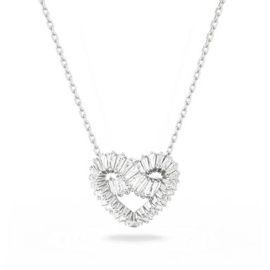 Swarovski Matrix Pendant Mixed Cuts Heart White Rhodium Plated - Bluestreak Crystals