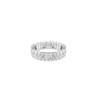 Swarovski Matrix Ring Baguette Cut White Rhodium Plated - Bluestreak Crystals