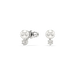 Swarovski Matrix Stud Earrings Crystal Pearl Round Cut White Rhodium Plated - Bluestreak Crystals