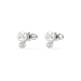 Swarovski Matrix Stud Earrings Crystal Pearl Round Cut White Rhodium Plated - Bluestreak Crystals