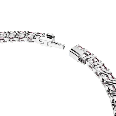 Swarovski Matrix Tennis Bracelet Round Cut Pink Rhodium Plated - Bluestreak Crystals