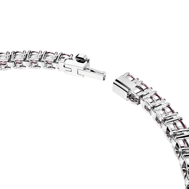 Swarovski Matrix Tennis Bracelet Round Cut Pink Rhodium Plated - Bluestreak Crystals