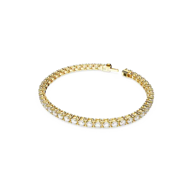 Swarovski Matrix Tennis Bracelet Round Cut White Gold-Tone Plated - Bluestreak Crystals