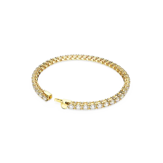 Swarovski Matrix Tennis Bracelet Round Cut White Gold-Tone Plated - Bluestreak Crystals