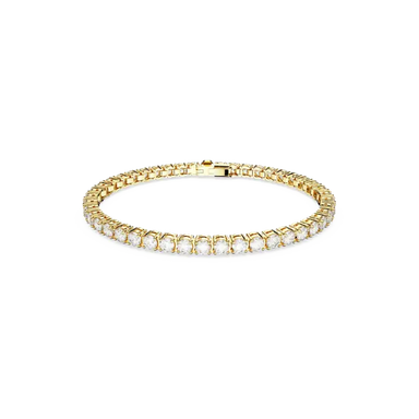 Swarovski Matrix Tennis Bracelet Round Cut White Gold-Tone Plated - Bluestreak Crystals