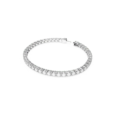 Swarovski Matrix Tennis Bracelet Round Cut White Rhodium Plated - Bluestreak Crystals
