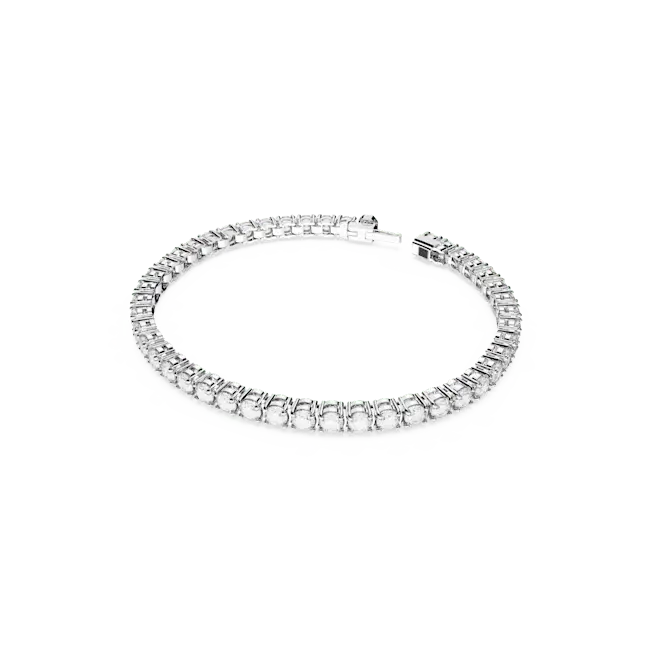 Swarovski Matrix Tennis Bracelet Round Cut White Rhodium Plated - Bluestreak Crystals