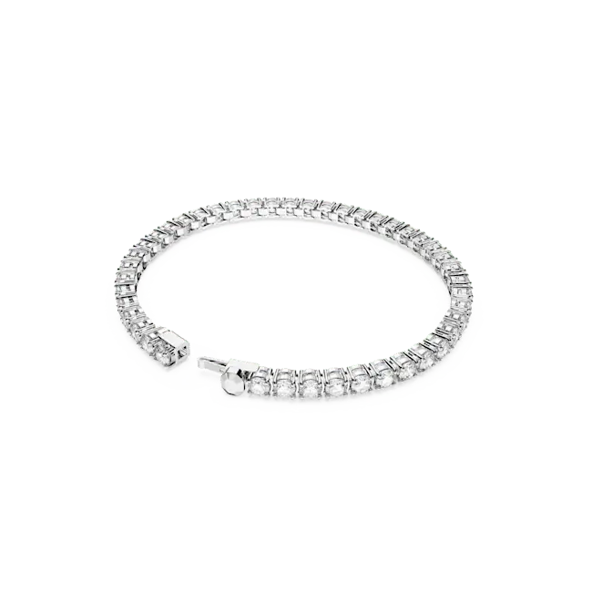 Swarovski Matrix Tennis Bracelet Round Cut White Rhodium Plated - Bluestreak Crystals