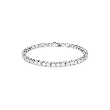 Swarovski Matrix Tennis Bracelet Round Cut White Rhodium Plated - Bluestreak Crystals