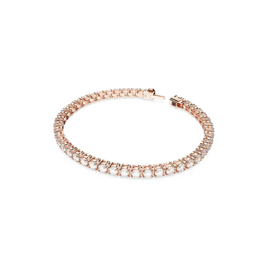 Swarovski Matrix Tennis Bracelet Round Cut White Rose Gold-Tone Plated - Bluestreak Crystals