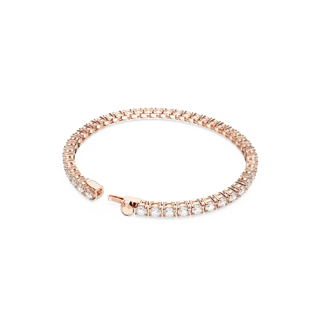 Swarovski Matrix Tennis Bracelet Round Cut White Rose Gold-Tone Plated - Bluestreak Crystals