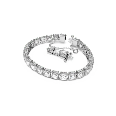 Swarovski Matrix Tennis Bracelet Square Cut White Rhodium Plated - Bluestreak Crystals
