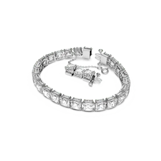 Swarovski Matrix Tennis Bracelet Square Cut White Rhodium Plated - Bluestreak Crystals