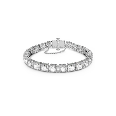 Swarovski Matrix Tennis Bracelet Square Cut White Rhodium Plated - Bluestreak Crystals