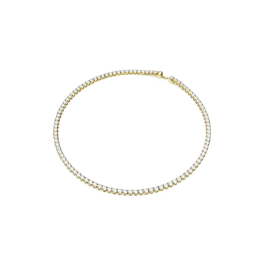 Swarovski Matrix Tennis Necklace Round Cut White Gold-Tone Plated - Bluestreak Crystals
