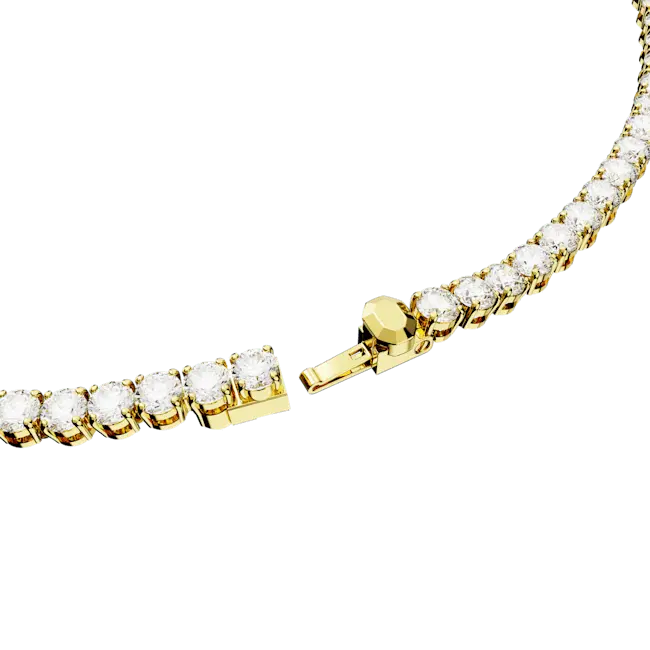 Swarovski Matrix Tennis Necklace Round Cut White Gold-Tone Plated - Bluestreak Crystals