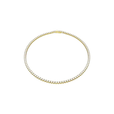 Swarovski Matrix Tennis Necklace Round Cut White Gold-Tone Plated - Bluestreak Crystals