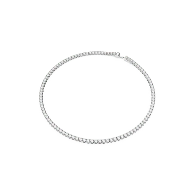 Swarovski Matrix Tennis Necklace Round Cut White Rhodium Plated - Bluestreak Crystals