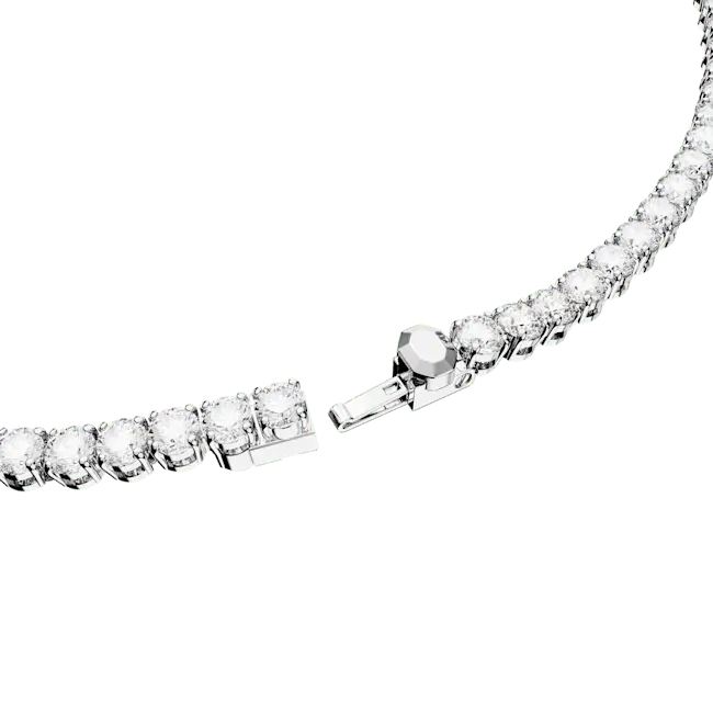 Swarovski Matrix Tennis Necklace Round Cut White Rhodium Plated - Bluestreak Crystals