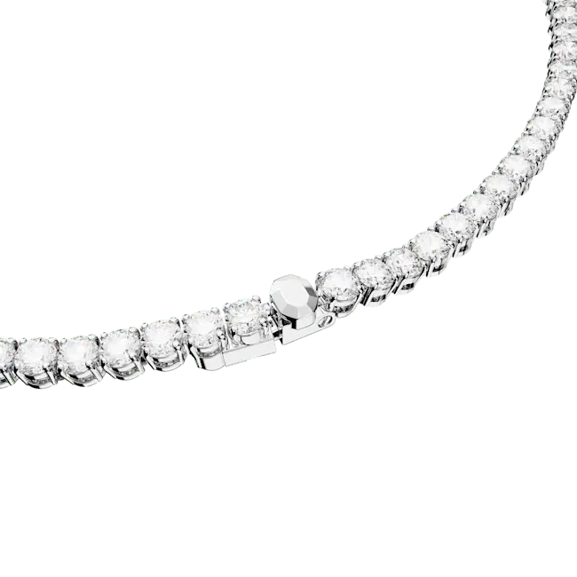 Swarovski Matrix Tennis Necklace Round Cut White Rhodium Plated - Bluestreak Crystals