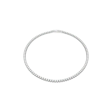 Swarovski Matrix Tennis Necklace Round Cut White Rhodium Plated - Bluestreak Crystals