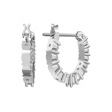 Swarovski Matrix Vittore Hoop Earrings Round Cut White Rhodium Plated - Bluestreak Crystals