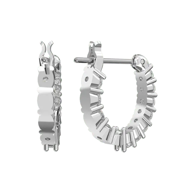 Swarovski Matrix Vittore Hoop Earrings Round Cut White Rhodium Plated - Bluestreak Crystals