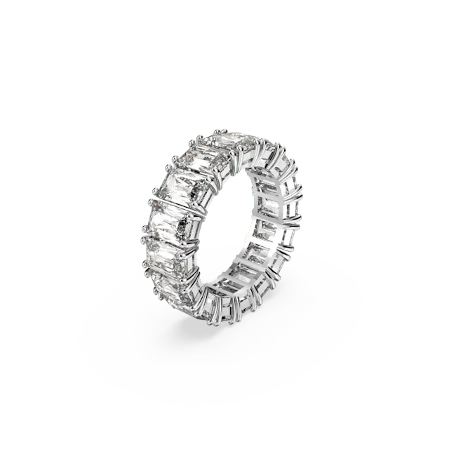 Swarovski Matrix Vittore Ring Rectangular Cut White Rhodium Plated - Bluestreak Crystals