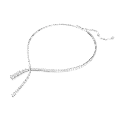 Swarovski Matrix Y Necklace Mixed Cuts White Rhodium Plated - Bluestreak Crystals