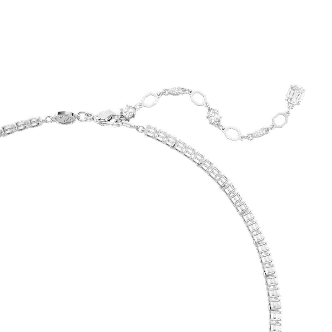 Swarovski Matrix Y Necklace Mixed Cuts White Rhodium Plated - Bluestreak Crystals