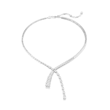 Swarovski Matrix Y Necklace Mixed Cuts White Rhodium Plated - Bluestreak Crystals
