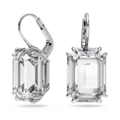 Swarovski Millenia Drop Earrings Octagon Cut White Rhodium Plated - Bluestreak Crystals