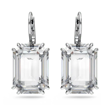 Swarovski Millenia Drop Earrings Octagon Cut White Rhodium Plated - Bluestreak Crystals