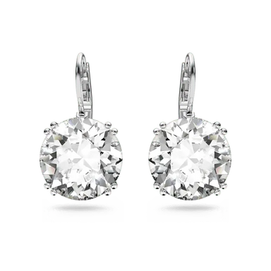 Swarovski Millenia Drop Earrings Round Cut White Rhodium Plated - Bluestreak Crystals