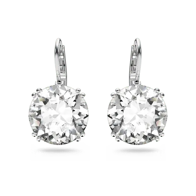 Swarovski Millenia Drop Earrings Round Cut White Rhodium Plated - Bluestreak Crystals