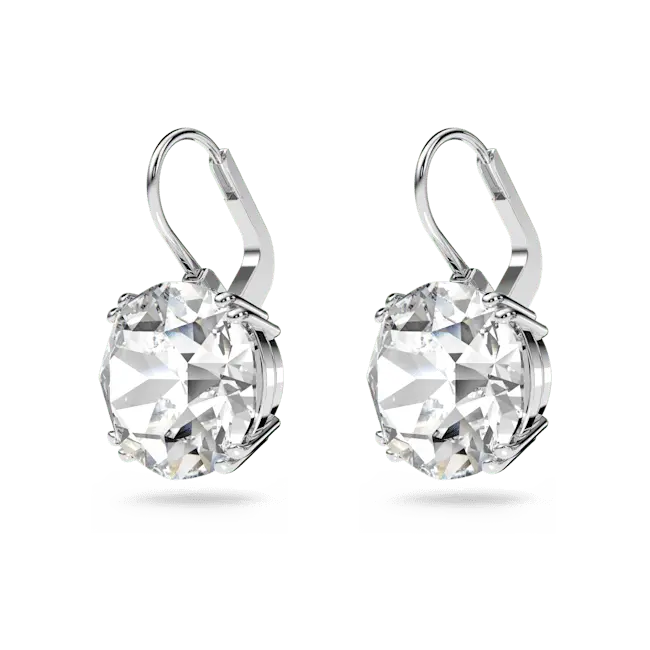 Swarovski Millenia Drop Earrings Round Cut White Rhodium Plated - Bluestreak Crystals