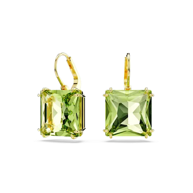 Swarovski Millenia Drop Earrings Square Cut Green Gold-Tone Plated - Bluestreak Crystals