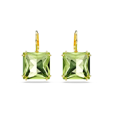 Swarovski Millenia Drop Earrings Square Cut Green Gold-Tone Plated - Bluestreak Crystals