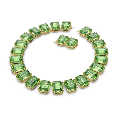 Swarovski Millenia Necklace Oversized Octagon Cut Green Gold-Tone Plated - Bluestreak Crystals