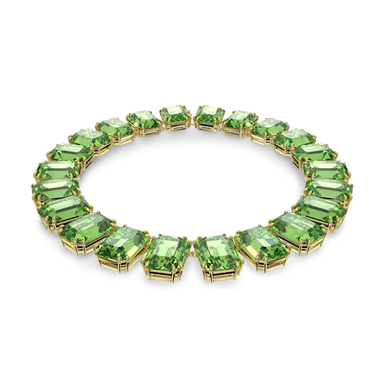 Swarovski Millenia Necklace Oversized Octagon Cut Green Gold-Tone Plated - Bluestreak Crystals