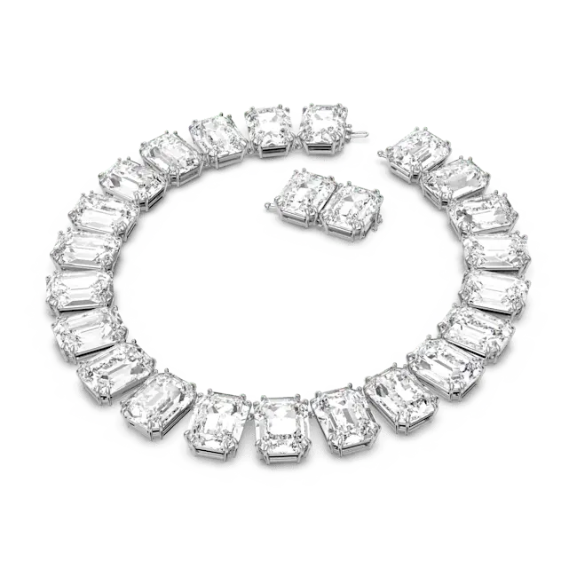 Swarovski Millenia Necklace Oversized Octagon Cut White Rhodium Plated - Bluestreak Crystals