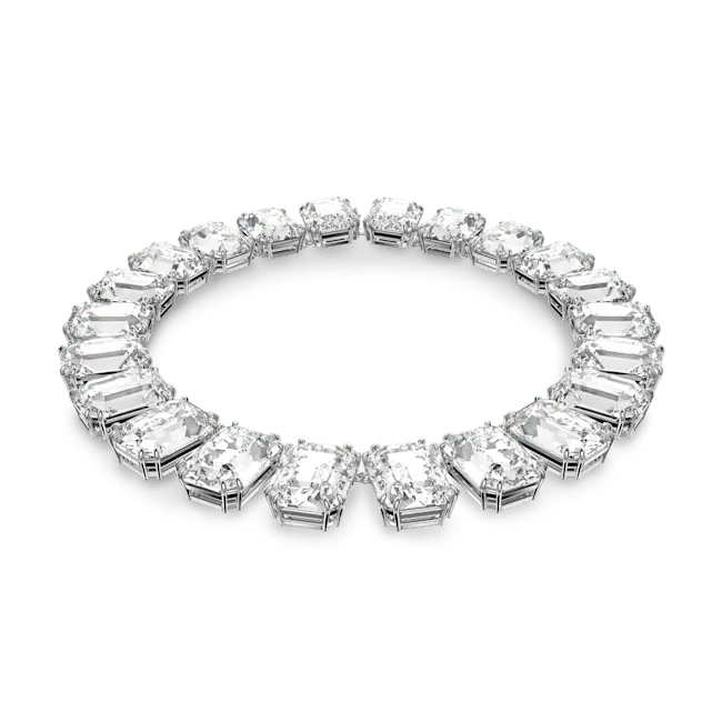 Swarovski Millenia Necklace Oversized Octagon Cut White Rhodium Plated - Bluestreak Crystals