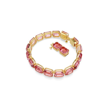 Swarovski Millenia Tennis Bracelet Octagon Cut Pink Gold-Tone Plated - Bluestreak Crystals