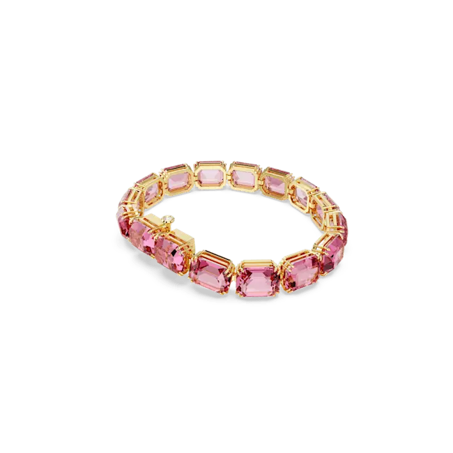 Swarovski Millenia Tennis Bracelet Octagon Cut Pink Gold-Tone Plated - Bluestreak Crystals